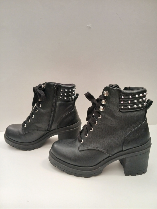 No Boundaries Shoes - No Boundaries Studded Black Block Heel Moto Boots Ghot, Punk Women's Size 6.5